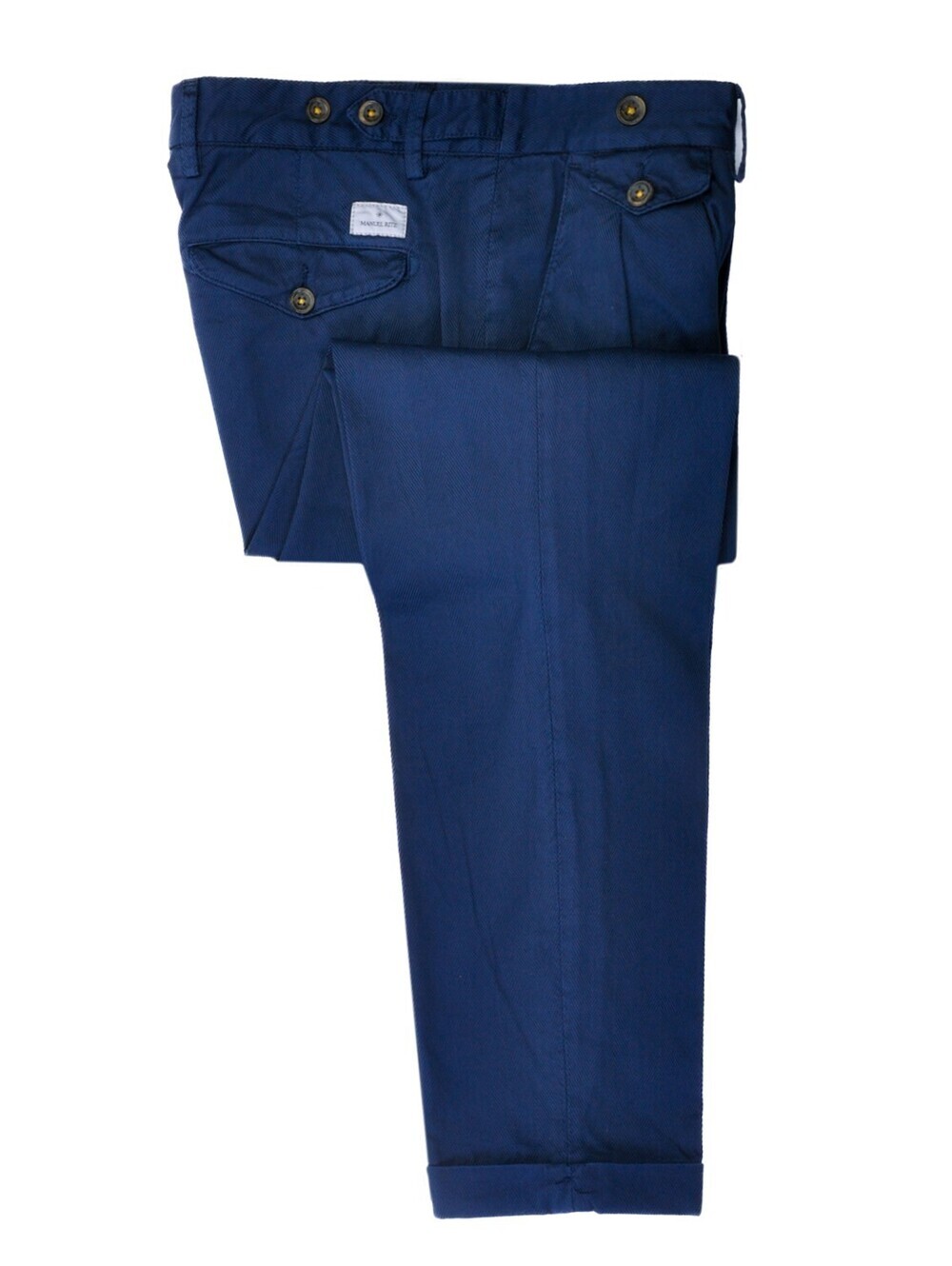 Manuel Ritz Washed Blue Herringbone Pants 31 33562